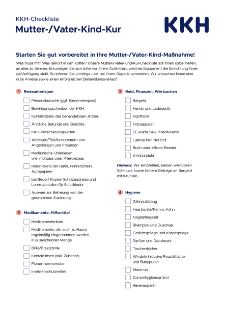 KKH-Checkliste für Ihre Mutter/Vater-Kind-Kur