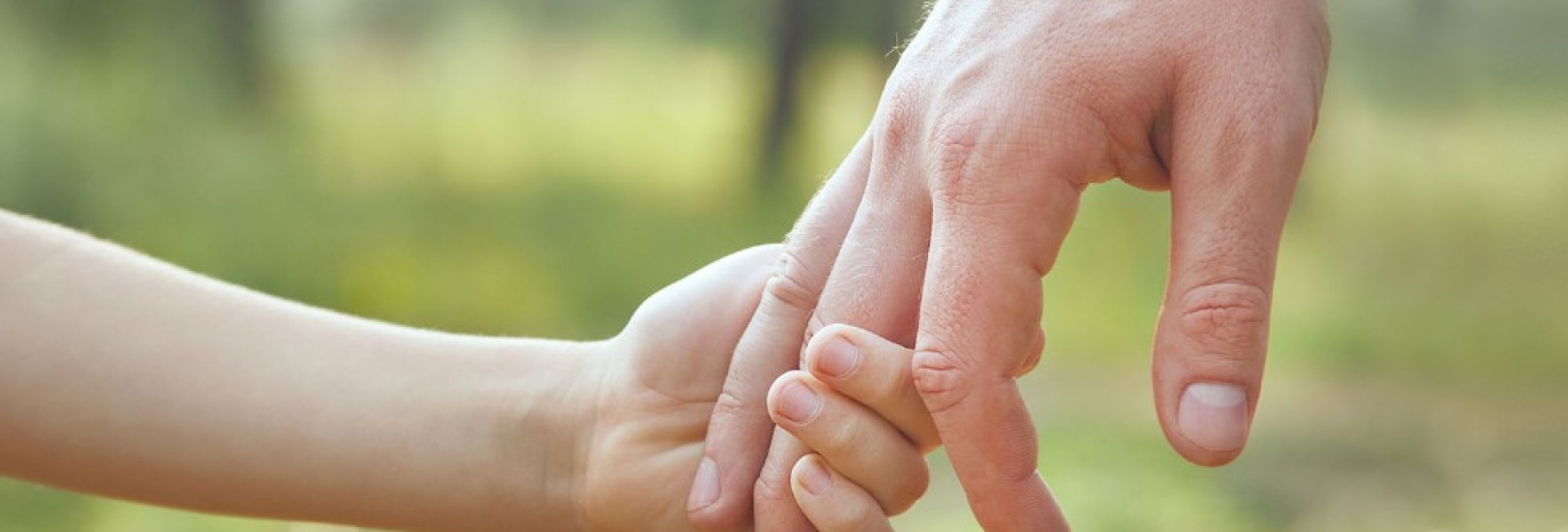Vater hält die Hand seines Kindes